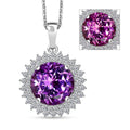 Certified & Appraised Luxuriant AAA Lab Grown Purple Sapphire and Lab Grown E-F VS Diamond 6.00 ctw Pendant Necklace in 10K White Gold 18 Inches - Sticky add to cart bar