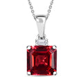 Certified & Appraised Luxuriant 10K White Gold AAA Asscher Cut Lab Grown Padparadscha Sapphire, Lab Grown Diamond (E-F, VS) Pendant Necklace (18 Inches) 3.52 ctw - Sticky add to cart bar