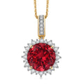 Certified & Appraised Luxuriant AAA Lab Grown Padparadscha Sapphire and E-F VS Lab Grown Diamond 5.50 ctw Pendant Necklace in 10K Yellow Gold 18 Inches - Sticky add to cart bar