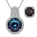 Certified & Appraised Luxuriant AAA Lab Grown Alexandrite and E-F VS Lab Grown Diamond 5.38 ctw Pendant Necklace in 10K White Gold 18 Inches - Sticky add to cart bar