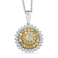 D'Joy Natural Yellow and White Diamond I2-I3 1.00 ctw Blooming Floral Pendant Necklace 20 Inches in Rhodium Over Sterling Silver - Sticky add to cart bar
