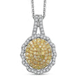 D'Joy Natural Yellow and White Diamond I3 0.50 ctw Sunflower Pendant Necklace in Rhodium Over Sterling Silver 20 Inches - Sticky add to cart bar