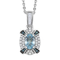 D'Joy Santa Maria Aquamarine, Blue and White Diamond 0.70 ctw Ocean Bloom Pendant Necklace in Rhodium Over Sterling Silver 20 Inches - Sticky add to cart bar