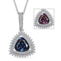 Luxuriant Premium Lab Grown Alexandrite and White Zircon 3.10 ctw Radiant Eclipse Pendant Necklace in Rhodium Over Sterling Silver 20 Inches - Sticky add to cart bar