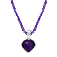 D'Joy African Amethyst 40.90 ctw Pendant Necklace in Rhodium Over Sterling Silver 20 Inches