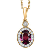 Luxoro AAA Radiant Ember Garnet and G-H I2 Diamond 1.65 ctw Pendant Necklace in 10K Yellow Gold 20 Inches