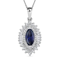 D'Joy Catalina Iolite and White Zircon 2.75 ctw Starlit Grace Pendant Necklace in Rhodium Over Sterling Silver 20 Inches