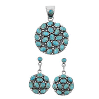 Santa Fe Style Red Coral Pendant and Earrings in Sterling Silver 57.00 ctw