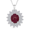 D'Joy Niassa Ruby (FF) and Moissanite 17.25 ctw Sunburst Pendant Necklace in Rhodium Over Sterling Silver 20 Inches - Sticky add to cart bar