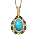 D’Joy Sleeping Beauty Turquoise, Multi Gemstone Pendant Necklace (20 Inches) in 18K Vermeil YG Over Sterling Silver 4.00 ctw - Sticky add to cart bar