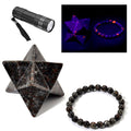 Natural Yooperlite 1655.00 ctw Merkaba and Beaded Stretch Bracelet with Free UV Flash Light - Sticky add to cart bar