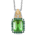 EverTrue Chartreuse Quartz (Triplet) and Multi Gemstone 6.00 ctw Floral and Butterfly Pendant in 18K YG Plated and Platinum Bond with Stainless Steel Necklace 20 Inches - Sticky add to cart bar