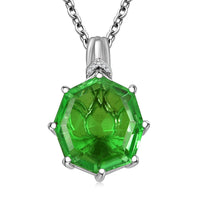 EverTrue Chartreuse Quartz (Triplet) and White Zircon 17.10 ctw Garden of Glamour Pendant in Platinum Bond with Stainless Steel Necklace 20 Inches