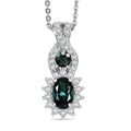 D'Joy Premium Monte Belo Indicolite and Moissanite 0.85 ctw Pendant Necklace in Rhodium Over Sterling Silver 20 Inches - Sticky add to cart bar