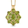 D'Joy Hebei Peridot 7.70 ctw Blooming Flower Pendant Necklace in 18K Vermeil Yellow Gold Over Sterling Silver 20 Inches - Sticky add to cart bar