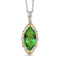 EverTrue Chartreuse Quartz (Triplet) 10.50 ctw Art Deco Pendant in 18K YG Plated and Platinum Bond with Stainless Steel Necklace 20 Inches