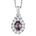 D'Joy Royal Lavender Spinel and White Zircon 1.10 ctw Classic Halo Pendant Necklace in Rhodium Over Sterling Silver 20 Inches - Sticky add to cart bar