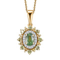 D'Joy Ambanja Demantoid Garnet and Multi Gemstone 1.20 ctw Sunleaf Bloom Pendant Necklace in 18K Vermeil Yellow Gold Over Sterling Silver 20 Inches - Sticky add to cart bar