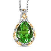 EverTrue Chartreuse Quartz (Triplet) 8.90 ctw Art Deco Pendant in 18K YG Plated and Platinum Bond with Stainless Steel Necklace 20 Inches
