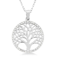 Simulated Diamond Pendant Necklace (18 Inches) in Rhodium Over Sterling Silver 0.40 ctw