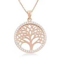 Simulated Diamond Pendant Necklace in 14K Rose Gold Over Sterling Silver 18 Inches
