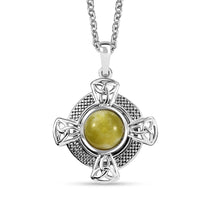 D'Joy Connemara Marble 2.30 ctw Irish Line of Faith Celtic Cross Pendant in Platinum Over Sterling Silver with Stainless Steel Necklace 20 Inches