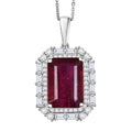 D'Joy Premium Niassa Ruby (FF) and Moissanite 12.90 ctw Art Deco Pendant Necklace in Rhodium Over Sterling Silver 20 Inches - Sticky add to cart bar