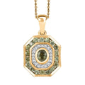 D'Joy Ambanja Demantoid Garnet and Moissanite 1.75 ctw Forest Deco Pendant Necklace in 18K Vermeil Yellow Gold Over Sterling Silver 20 Inches - Sticky add to cart bar