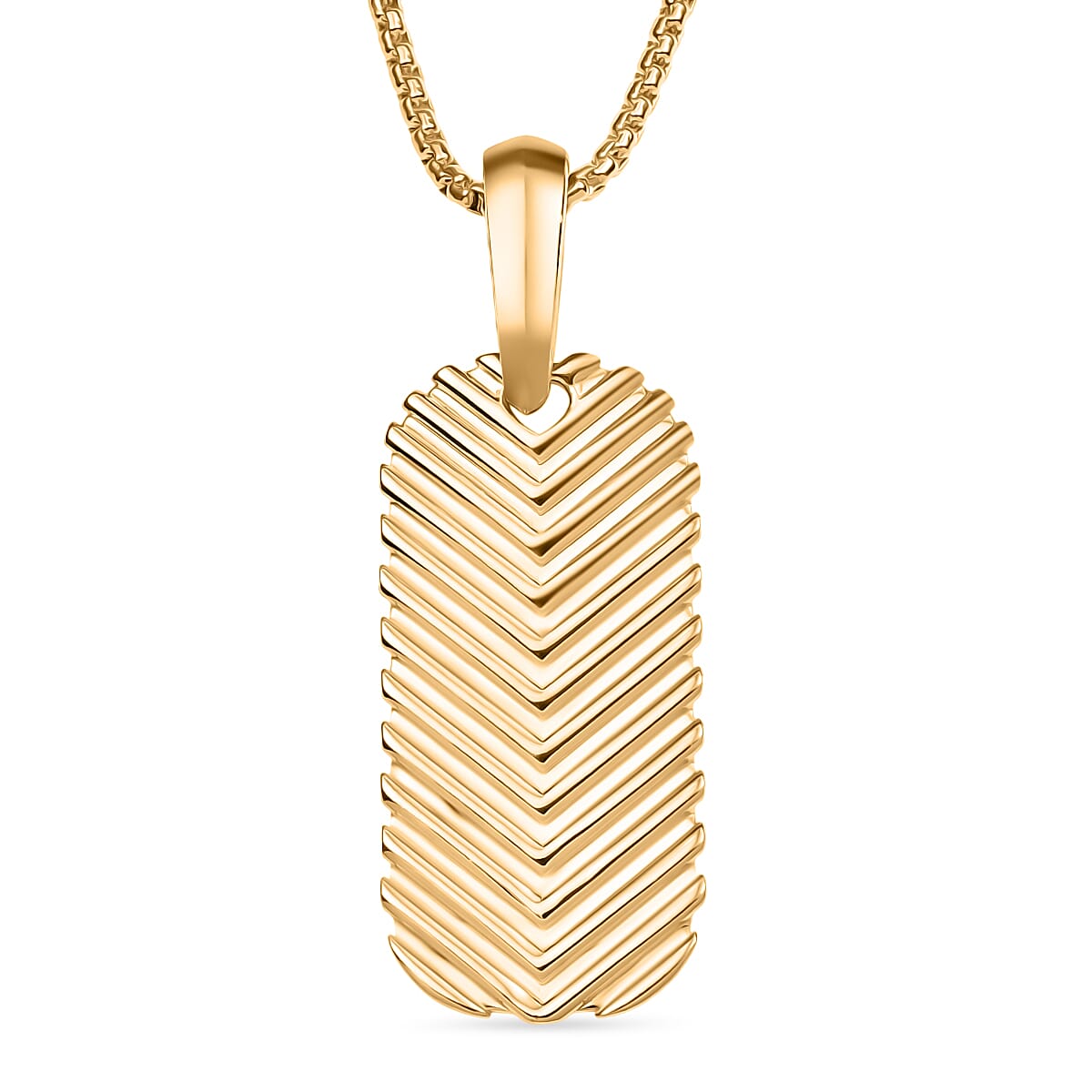 EverTrue Bronzella Collection Dog Tag Pendant in 18K YG Plated Bronze with ION Plated YG Stainless Steel Necklace 24 Inches