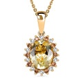 D'Joy Premium Brazilian Heliodor and Multi Gemstone 2.20 ctw Flame Blossom Pendant Necklace in 18K Vermeil Yellow Gold Over Sterling Silver 20 Inches - Sticky add to cart bar