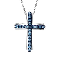 Luxuriant Lab Grown Blue Diamond (SI) Pendant Necklace (20 Inches) in Rhodium Over Sterling Silver 0.50 ctw