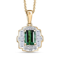 Certified & Appraised AAA Santa Rosa Tourmaline and G-H SI Luxuriant Lab Grown Diamond 1.77 ctw Pendant Necklace in 10K Yellow Gold 20 Inches