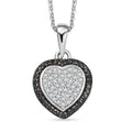 D'Joy White and Black Diamond 0.25 ctw Eternal Bond Heart Pendant Necklace in Rhodium Over Sterling Silver 20 Inches - Sticky add to cart bar