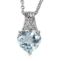 EverTrue Sky Blue Topaz Pendant Necklace (20 Inches) in Stainless Steel 4.20 ctw