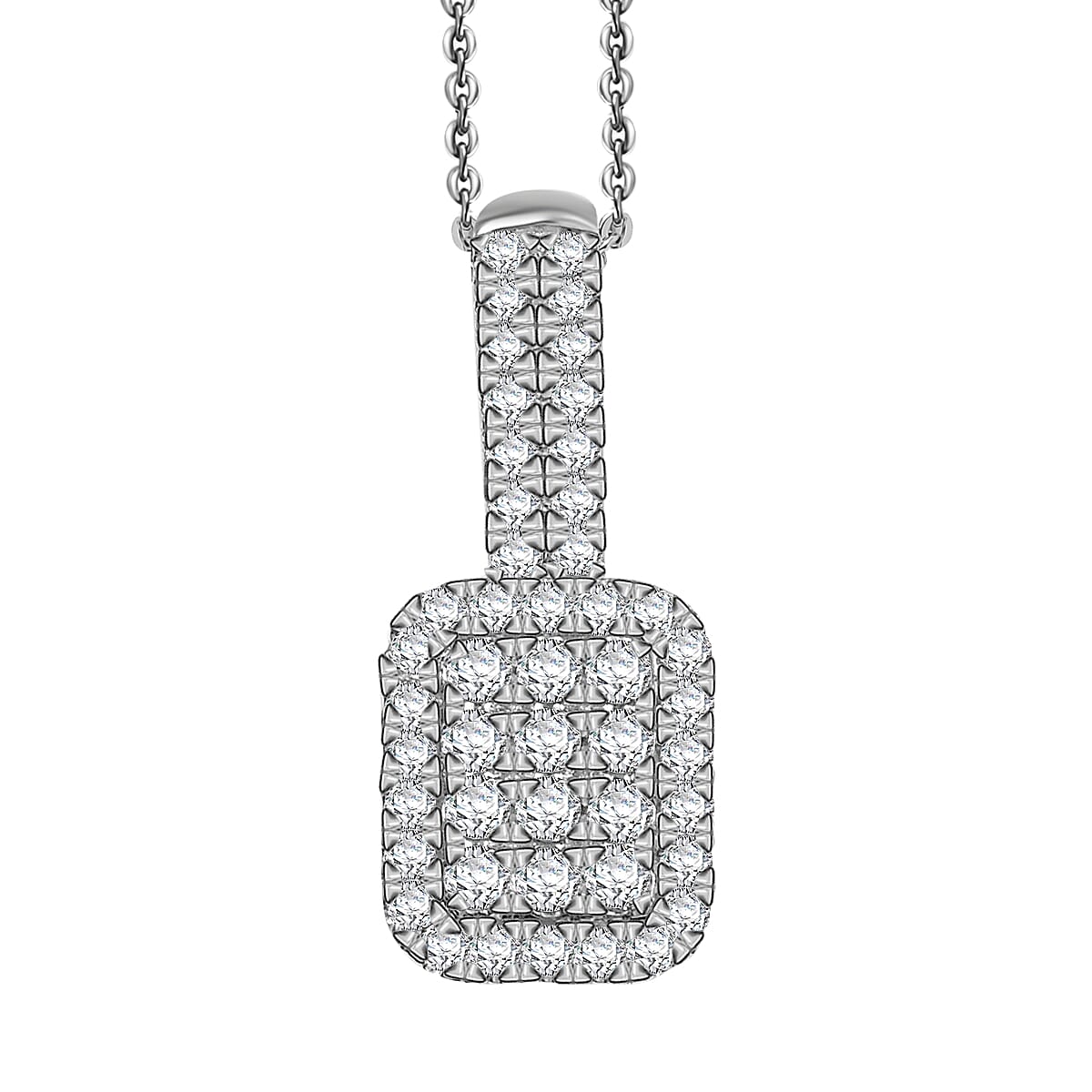 D'Joy Diamond 0.40 ctw Pendant Necklace in Rhodium Over Sterling Silver 20 Inches