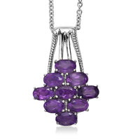 EverTrue African Amethyst Pendant Necklace (20 Inches) in Stainless Steel 4.15 ctw