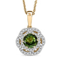 Certified & Appraised Luxoro AAA Sapo Tourmaline and I2 Diamond 1.52 ctw Pendant Necklace 20 Inches in 10K Yellow Gold - Sticky add to cart bar