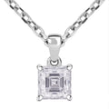 D'Joy Asscher Cut Moissanite 1.90 ctw Pendant in Rhodium Over Sterling Silver with Stainless Steel Necklace 20 Inches - Sticky add to cart bar