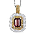 D'Joy Premium Byzantine Tourmaline, Natural Yellow and White Diamond 1.60 ctw Sunburst Halo Pendant Necklace 20 Inches in 18K Vermeil YG and Rhodium Over Sterling Silver - Sticky add to cart bar