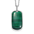 EverTrue African Malachite and White Zircon 28.40 ctw Dogtag Pendant in Platinum Bond with Stainless Steel Necklace 24 Inches - Sticky add to cart bar