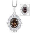 D'Joy Madagascar Color Change Garnet and Moissanite 3.50 ctw Starburst Elegance Pendant Necklace in Rhodium Over Sterling Silver 20 Inches - Sticky add to cart bar