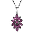 EverTrue Orissa Rhodolite Garnet 3.35 ctw Floral Spark Elegance Pendant in Platinum Bond with Stainless Steel Necklace 20 Inches - Sticky add to cart bar