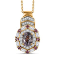 D'Joy Royal Lavender Spinel and Multi Gemstone 1.65 ctw Art Deco Pendant Necklace 20 Inches in 18K Vermeil Yellow Gold Over Sterling Silver - Sticky add to cart bar