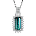 Certified & Appraised Luxoro AAA Monte Belo Indicolite and I2 Diamond 1.51 ctw Pendant Necklace in 10K White Gold 20 Inches - Sticky add to cart bar