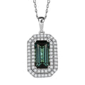 Certified & Appraised Rhapsody AAAA Monte Belo Indicolite and E-F VS Diamond 3.05 ctw Pendant Necklace in 950 Platinum 20 Inches - Sticky add to cart bar