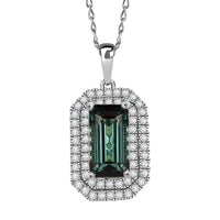 Certified & Appraised Rhapsody AAAA Monte Belo Indicolite and E-F VS Diamond 3.05 ctw Pendant Necklace in 950 Platinum 20 Inches