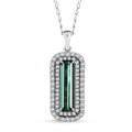 Certified & Appraised Rhapsody AAAA Monte Belo Indicolite and E-F VS Diamond 2.89 ctw Pendant Necklace in 950 Platinum 20 Inches - Sticky add to cart bar