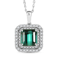 Certified & Appraised Rhapsody 950 Platinum AAAA Monte Belo Indicolite and E-F VS Diamond 3.25 ctw Pendant Necklace 20 Inches