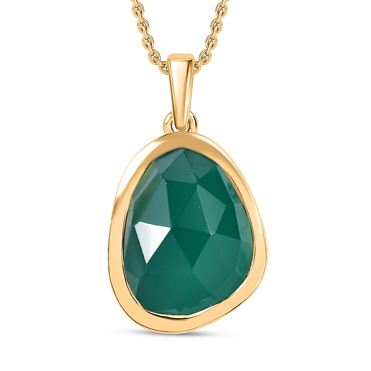 D'Joy Green Onyx 8.50 ctw Pendant Necklace in 18K Vermeil Yellow Gold Over Sterling Silver 20 Inches