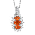 D'Joy Crimson Fire Opal and White Zircon 1.30 ctw Pendant Necklace 20 Inches in Rhodium Over Sterling Silver - Sticky add to cart bar